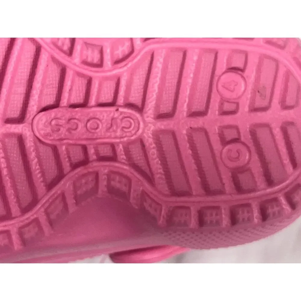 Crocs Classic Lined Clogs Toddler Girls Size C4 Pink Fuzzy Fur Slip On